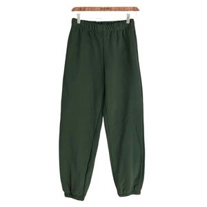 Parke Fleece Lined Heritage Jogger Sweatpants Dark Green Elastic Waist Sz XS